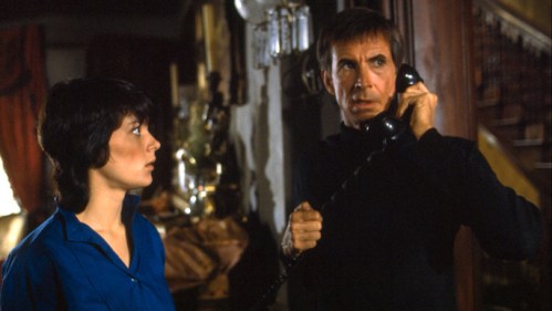 Meg Tilly and Anthony Perkins in Psycho II